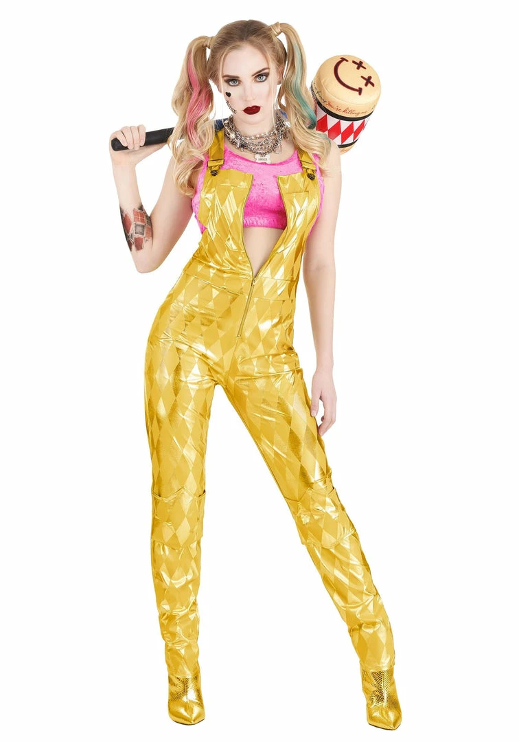 New โจ DC Comics Costumes Cosplay, ๐ Halloween Costumes ๐ฉ Women's Harley Quinn Gold Overalls Costume โ 1 DC Comics Costumes Cosplay, Halloween Costumes Women's Harley Quinn Gold Overalls Costume